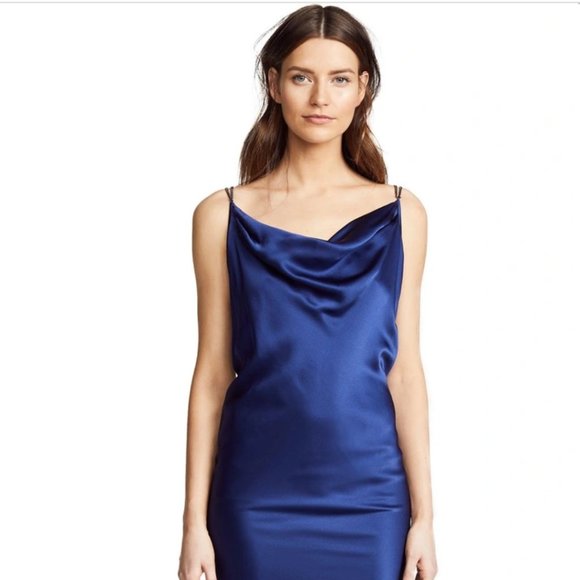 Vatanika Royal Blue Draped Backless Slip Dress Size 8 - Picture 1 of 8